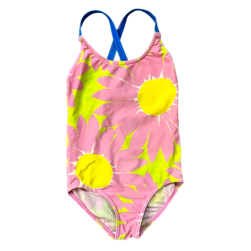 Mini Boden | Kids' Floral Print Crisscross One-Piece Swimsuit
